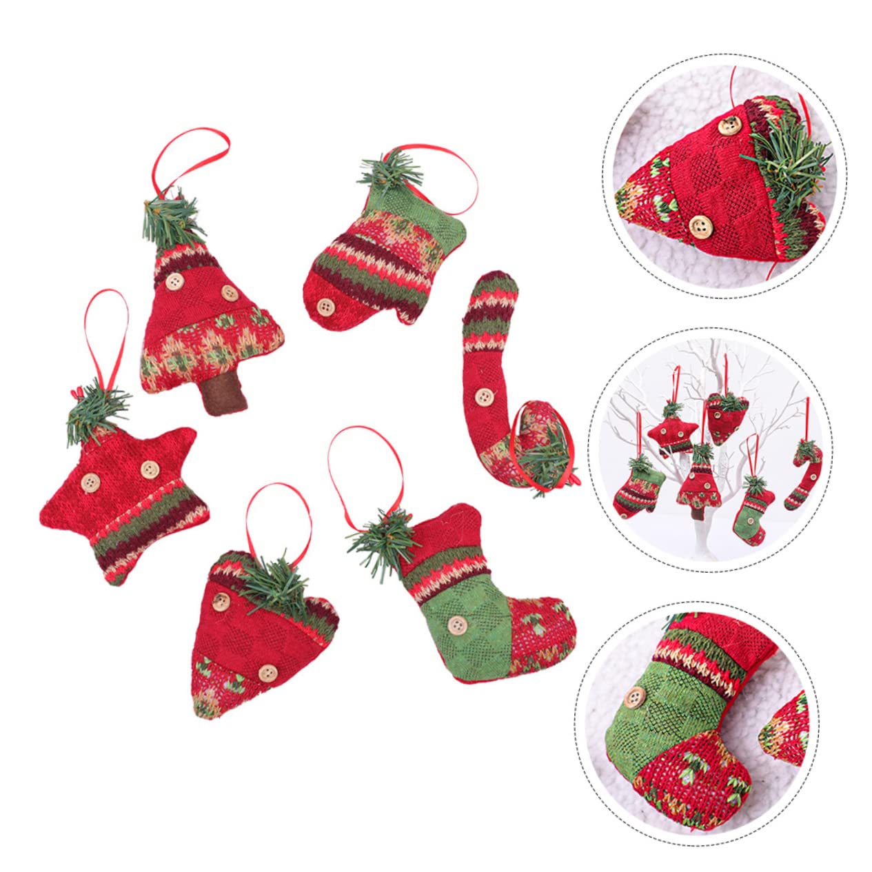 Alipis 30 Pièces décoration de Noël Pendentif Sapin de Noel Ornements de de noël Decoration Noel Traditionnel Ribbon Christmas décorations d'arbre de décorations de Rouge