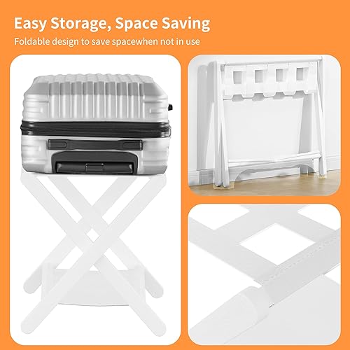 Miniatura 2 de Portaequipajes Heybly, soporte plegable para maletas con estante de almacenamiento, soporte de equipaje resistente para habitación de invitados