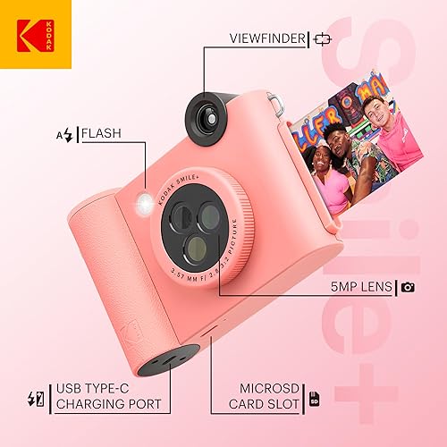 Miniatura 10 de KODAK Smile+ Cámara digital inalámbrica de impresión instantánea con lente que cambia de efectos, impresiones fotográficas con respaldo adhesivo de