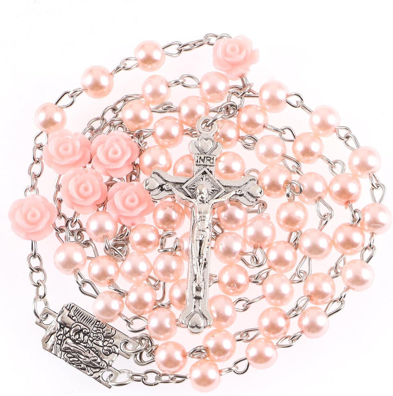 Rosary Beads Catholic for Women With Rosary Box, Pink Beads Rosary with Zipper Vintage Jewelry Box, Anglican Prayer Beads Christian Gifts for Women Catholic Gifts - Image 3