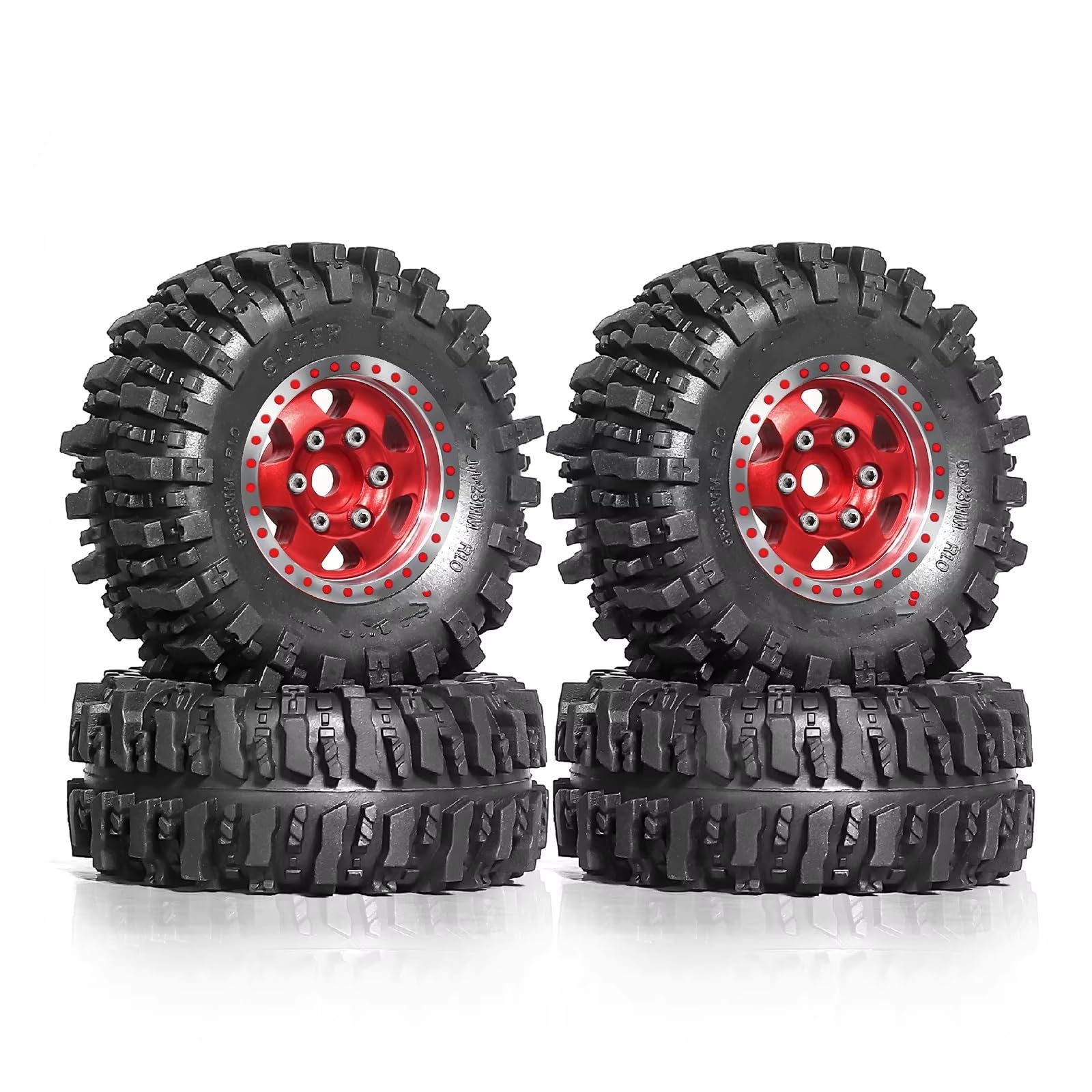RC Pneumatici Ruote Compatibile Con Traxxas, Per Trx4-m, Per Bronco, Per Defender, Per Axial, Per Scx24, Per Fms, Pneumatici Per Auto Cingolate RC 1/18, Cerchi Beadlock.