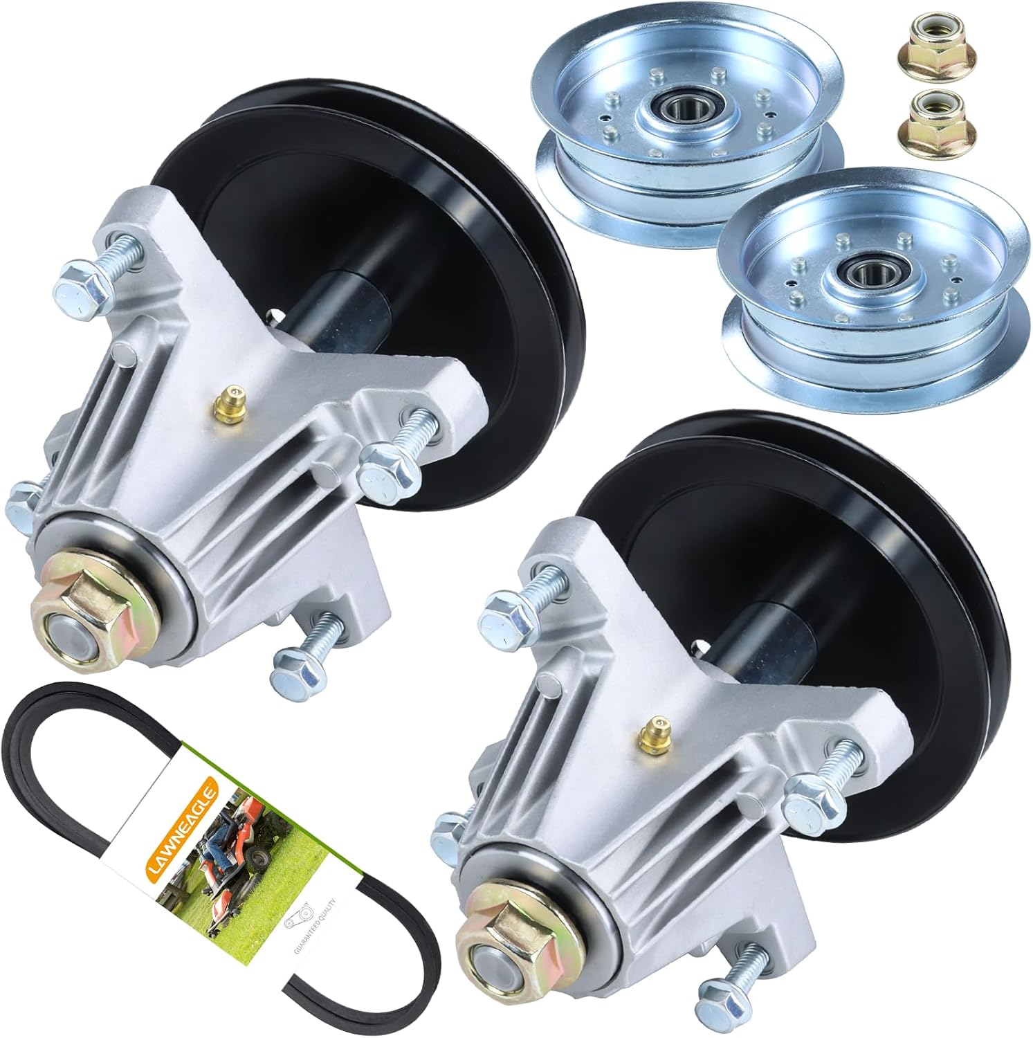 2 Pack 918-06991 Spindle Assembly with 756-05034A Idler Pulley 954-04060C Belt Replaces Troy Bilt 918-06991 918 06991 Craftsman T110 Spindle for Huskee LT4200 Craftsman T110 Tractors