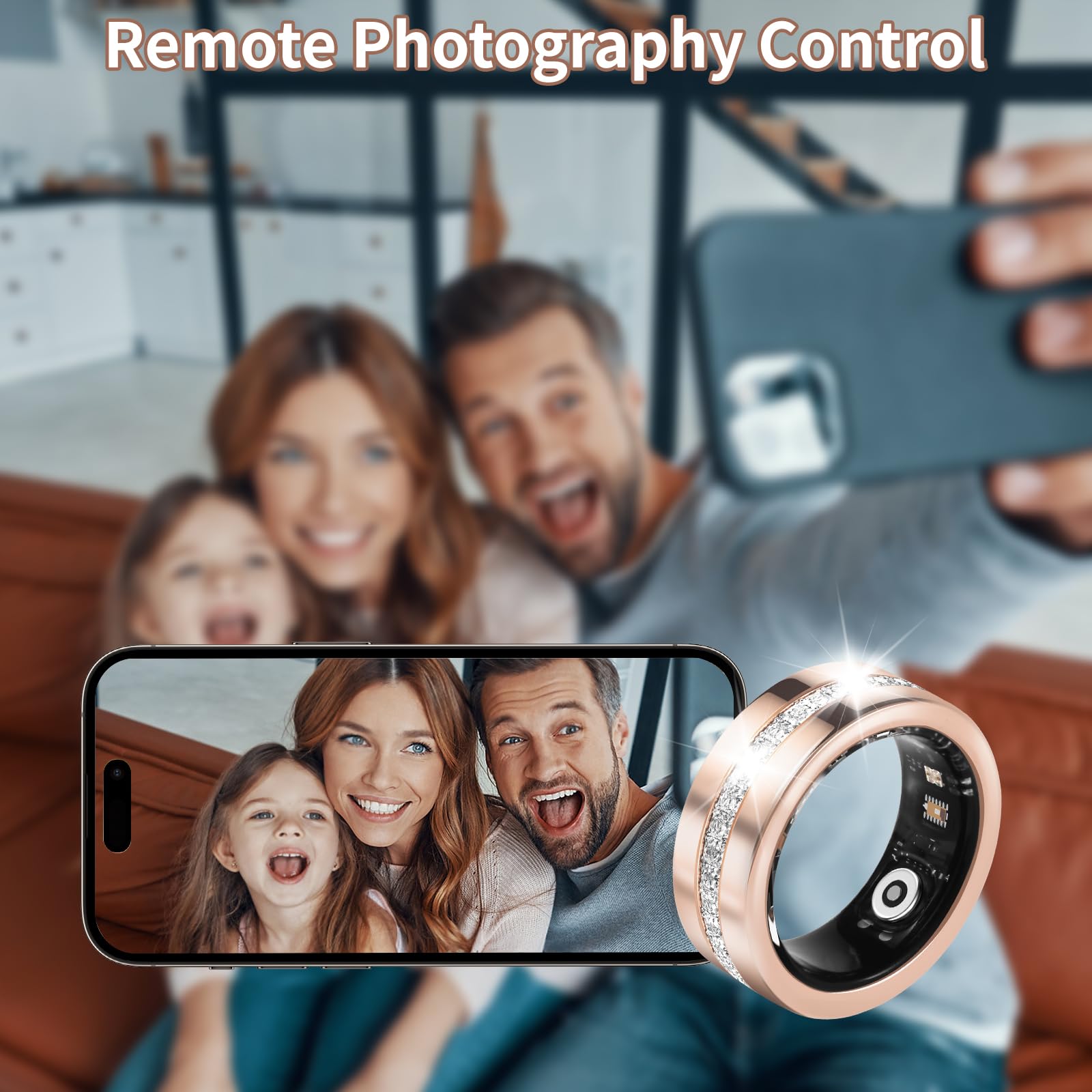 Anillo inteligente para mujeres y hombres, rastreador de salud y fitness con frecuencia cardíaca, oxígeno en sangre, monitoreo del sueño, 128 modos deportivos, IP68 impermeable, control de