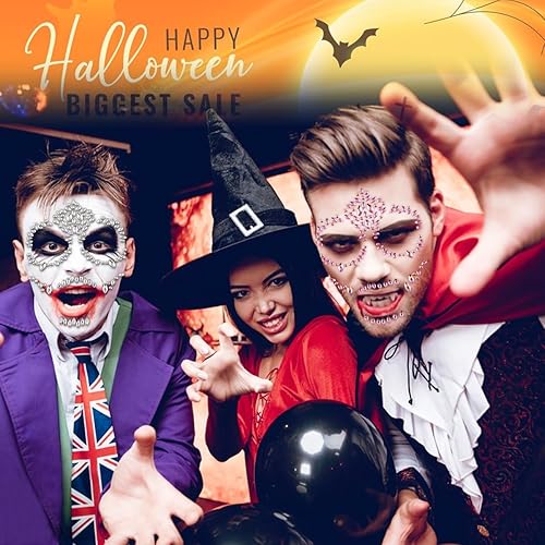 Miniatura 4 de Diamantes de imitación de cara del Día de los Muertos para maquillaje en calavera de Halloween, tatuajes de joyas de la cara, calcomanías de tatuaje