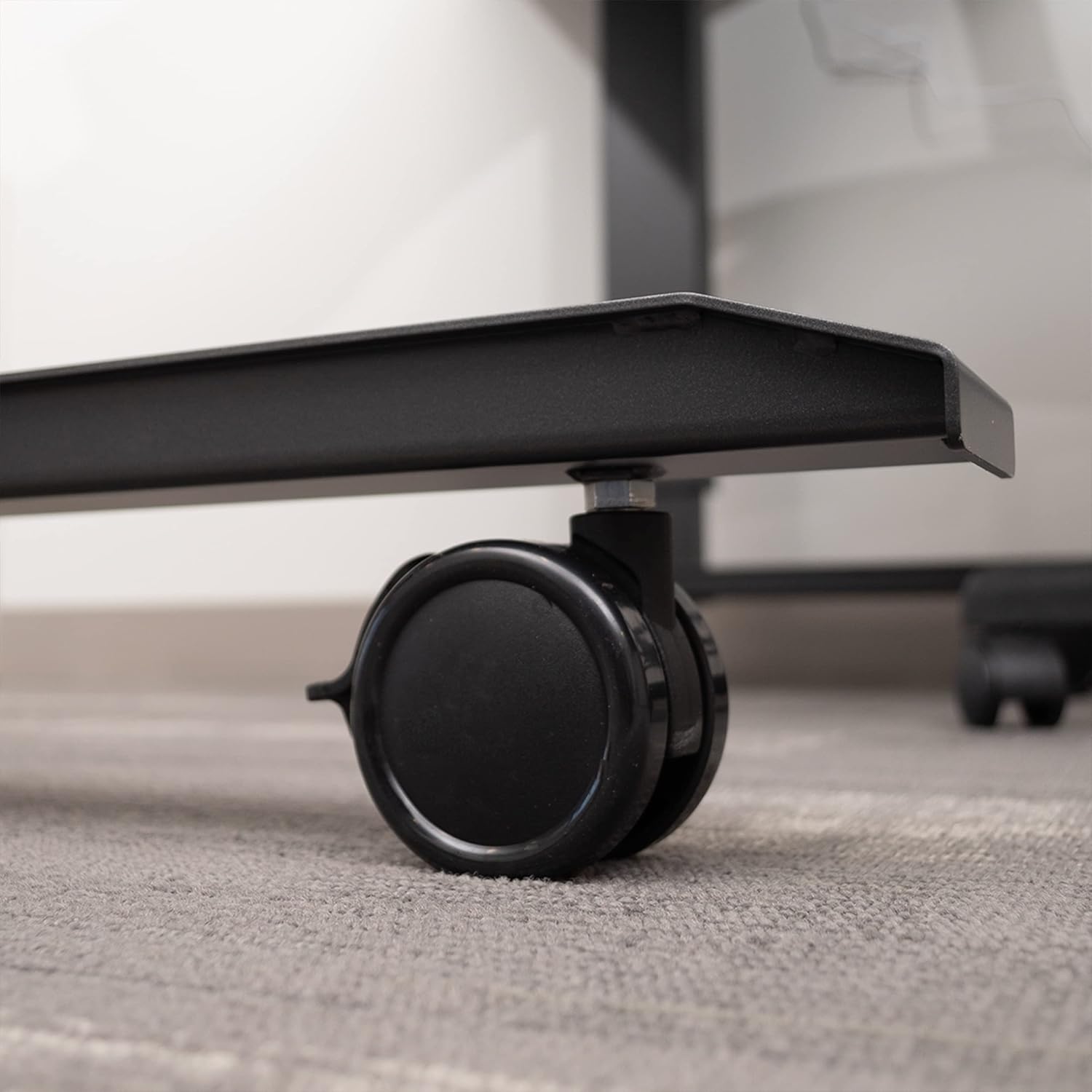 Stand Up Desk Store Crank Adjustable Height Rolling Standing Desk (Charcoal Frame/Curved Black Coffee Bamboo Top, 48" Wide)