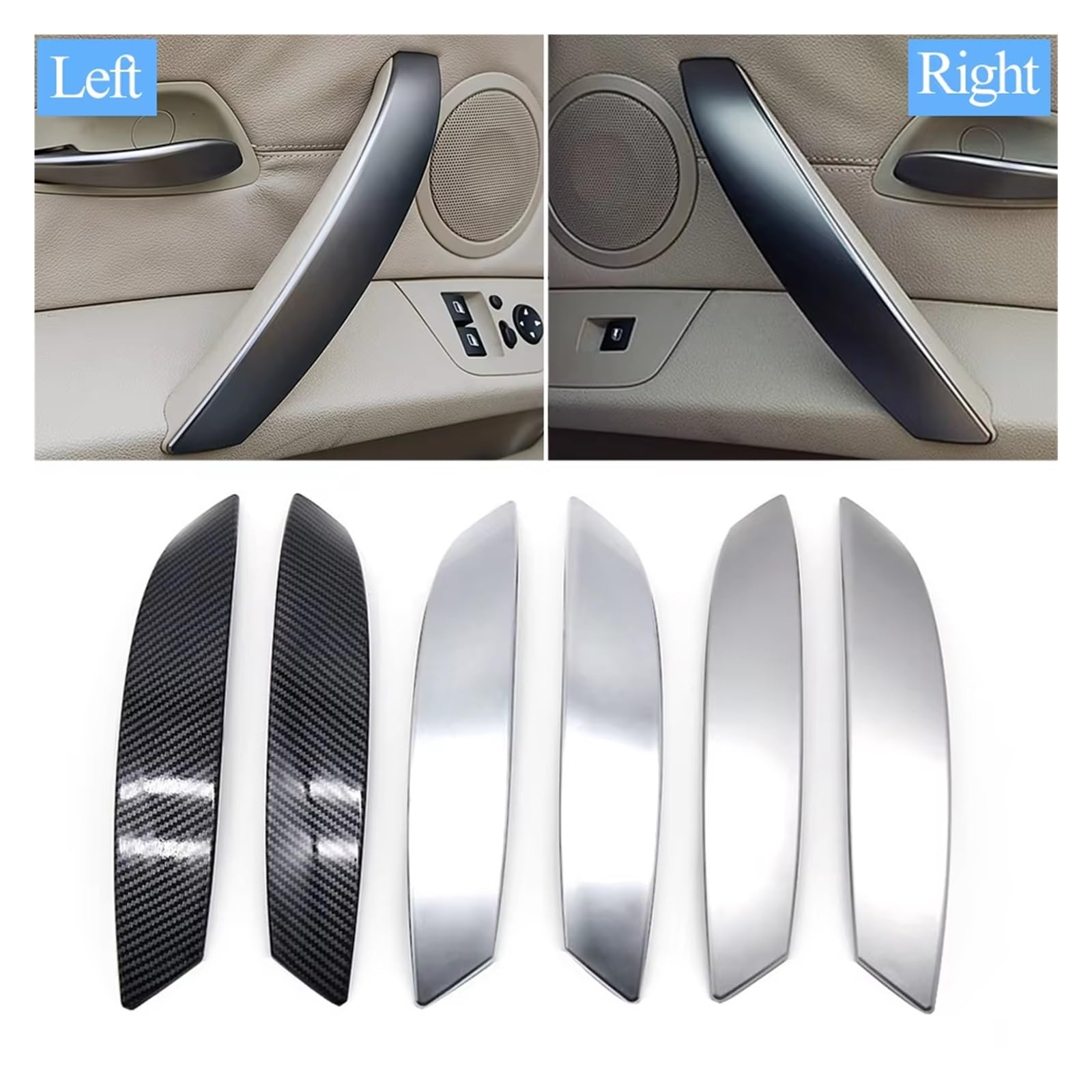 per BMW Z4 E85 E86 2002-2008 LHD RHD Maniglia Interna della Portiera in Fibra di Carbonio Lato Guida Sinistro E Destro Auto Interni Maniglie Porta(Matte Silver L)