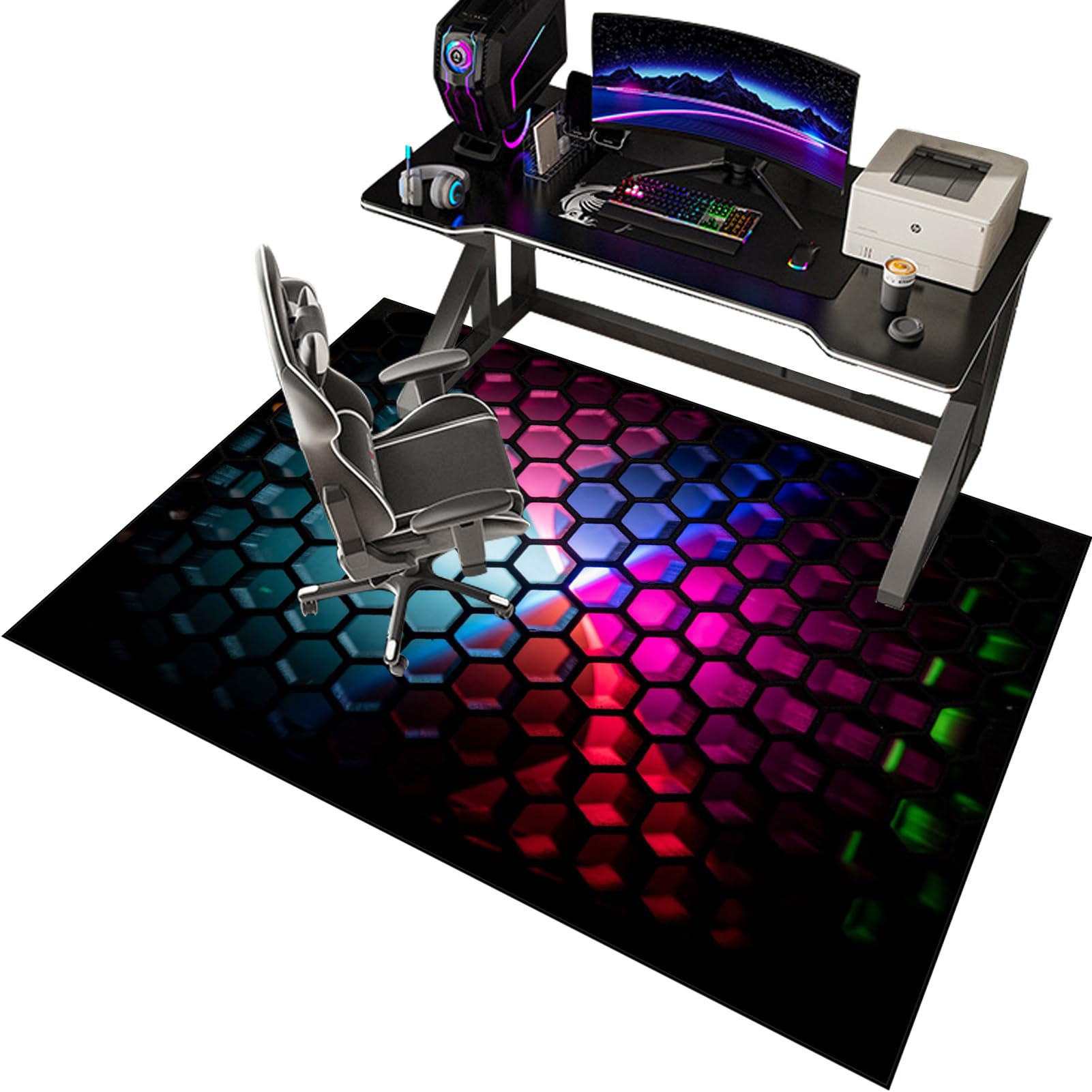 EYKWKB 90 x 140 cm Office Chair Mats for Carpeted Floor - Gaming Chair Mat - Multi-Purpose Hard Floor Protector for Home and Office Non Slip Carpet Protector Chair Mat - Low Pile Desk Chair Mat