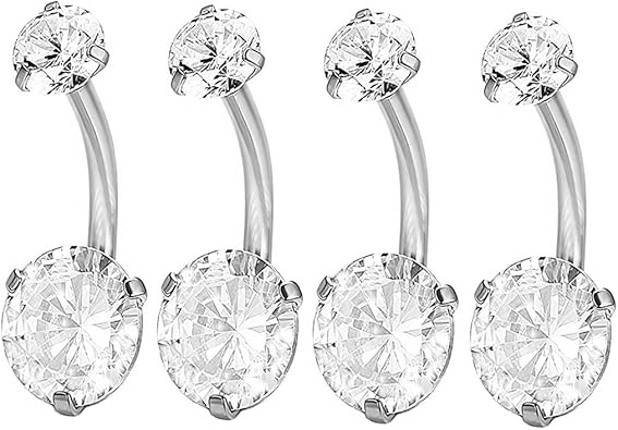 Amazon.com: Nicever 14G 7mm Stainless Steel Belly Button Rings Double