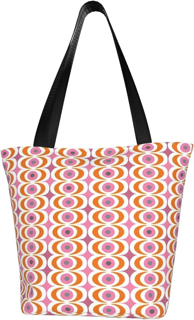 Tazas retro blanco naranja rosa gris cavas bolsa de asas reutilizable