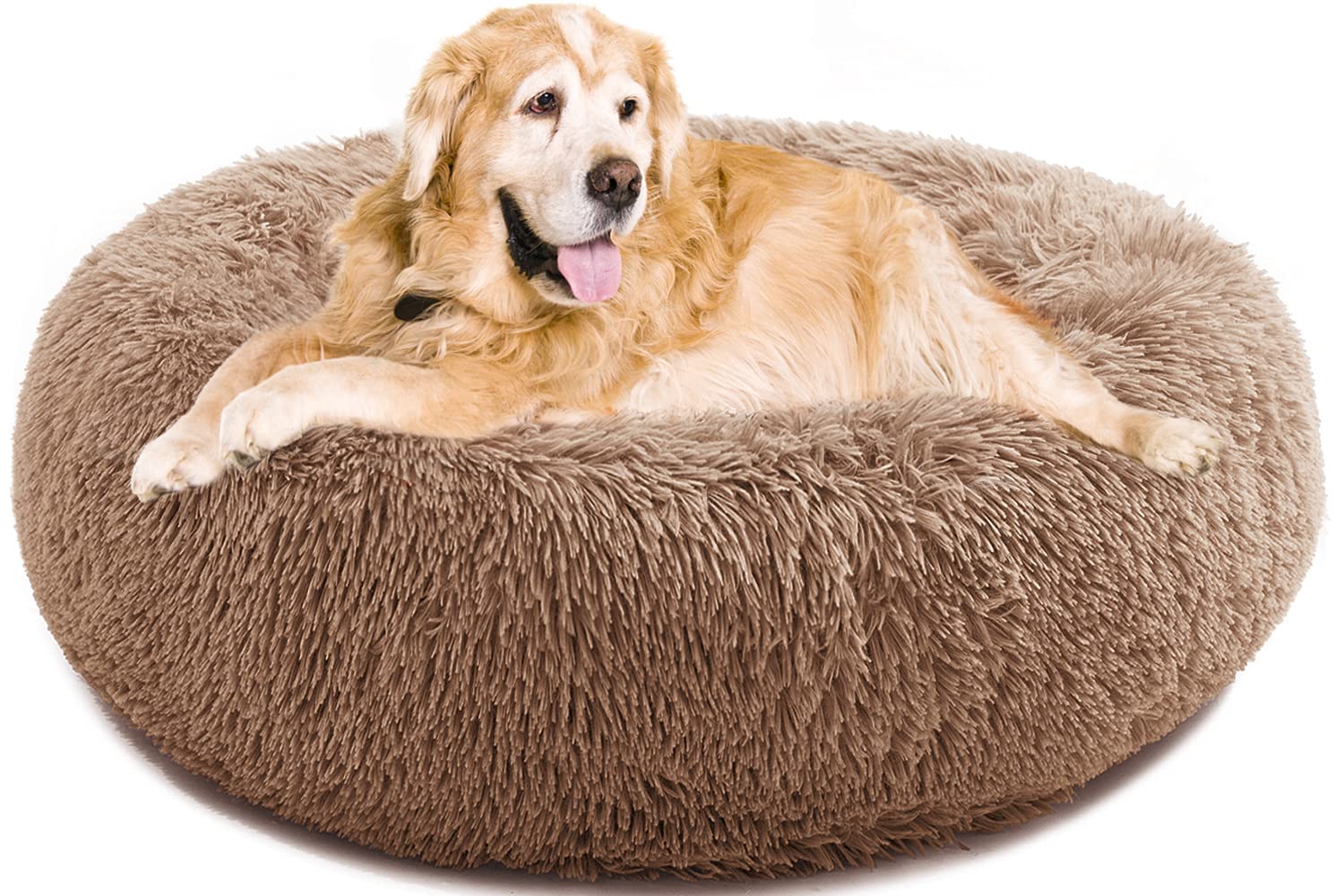 YOJOGEE Calming Donut Dog Bed for Large Medium Dogs, Fluffy Anti Anxiety Xl Dog Beds Extra Large Washable Puppy Bed Non-Slip Plush Cuddler Warming Round Faux Fur Pet Bed — image 1
