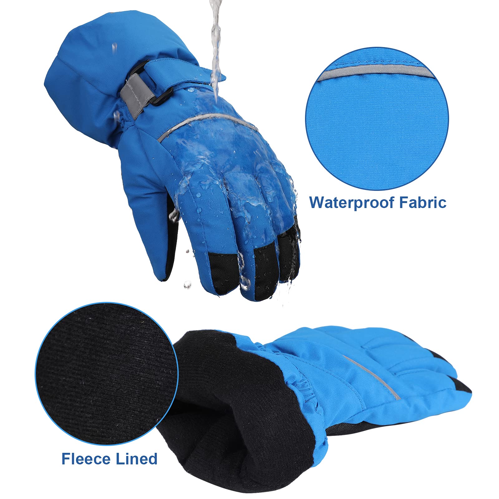 QKURT Guantes de Esquí para Niño, Manoplas Invierno Clima Frío 4-13 Años Trineo Snowboard Patinaje Ciclismo