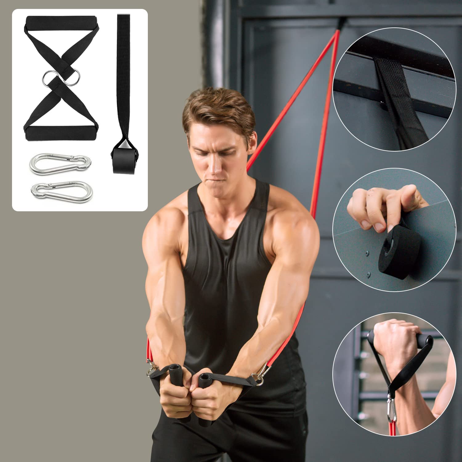 Odoland Bande Elastici Fitness Set, Bande Elastiche Resistenza Set con 5 Livelli di Loop Bands, Maniglia, Gancio alla Porta, Moschettone, per Rafforzare la Forza Fitness a Casa