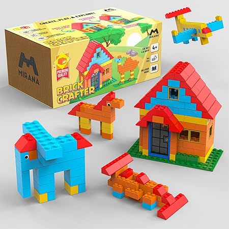 Mirana Brick Crafter Colourful Building Blocks for Kids. Unlock The World of Imagination and Learning (144 Pieces Blocks) for Boys and Girls. Best Block Game Toy | Gift for Kids (Multicolour)