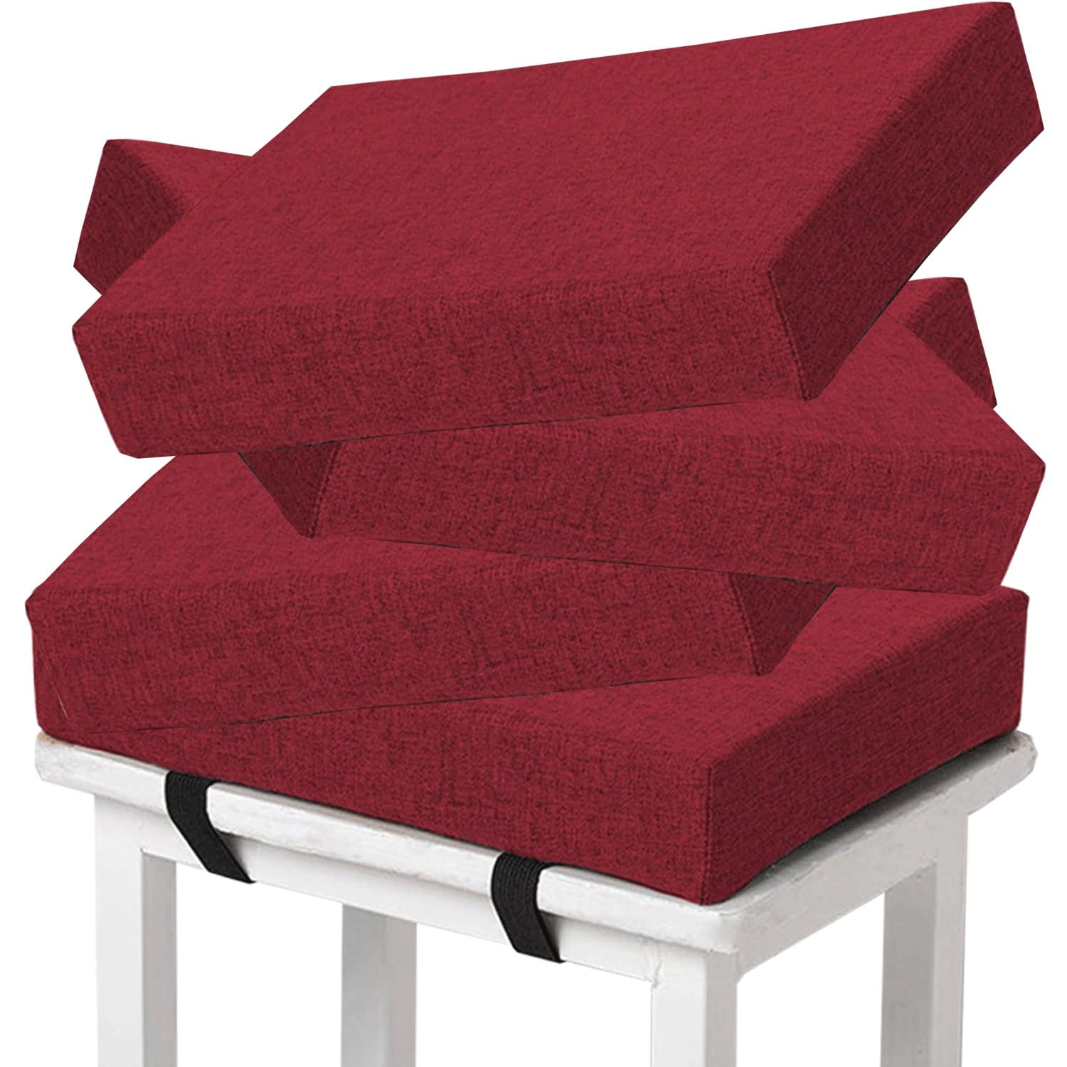 Memory Foam square Seat Cushion3/ 5/8cm thick,35/40/45/50cm rectangular Stool Cushion,Anti - Slip, Seat Cushion seat pads dining chairs with Removable Cover for Kitchen Bar Chairs(H10,4pcs 30x30x5cm)