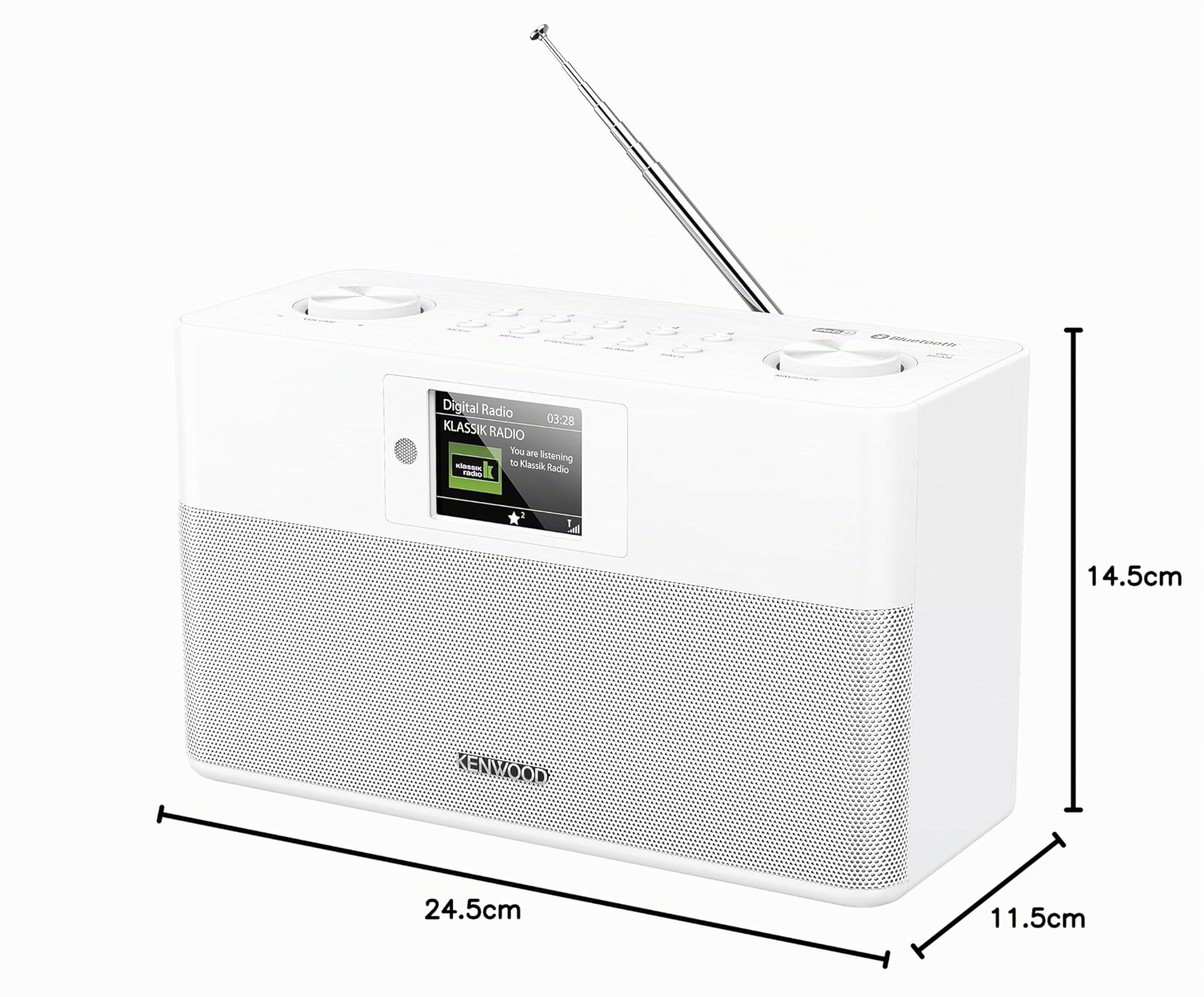 Kenwood CR-ST80DAB-W Stereo-Kompaktradio (2 x 10 W RMS, Bassreflex Lautsprecher DAB+, UKW, Bluetooth, Weckfunktion, Sleeptimer, TFT-Farbdisplay, Fernbedienung)