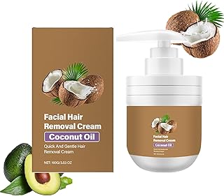 Crema depilatoria facial con aceite de coco, ...