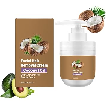 Coconut Oil Facial Hair Removal Cream, Facial Depilatory Cream, for Sensitive Skin Body 3.53 Fl Oz 1