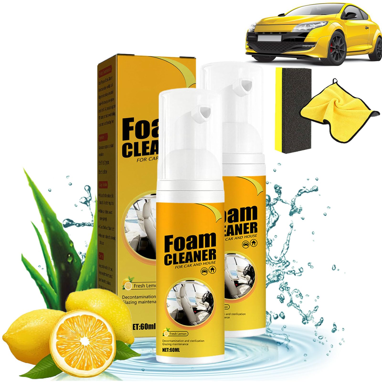 Multipurpose Foam Cleaner, 2026 new foam cleaner, magic rinse-free cleaning spray, multi-functional cleaning agent for car and home, efficient stain