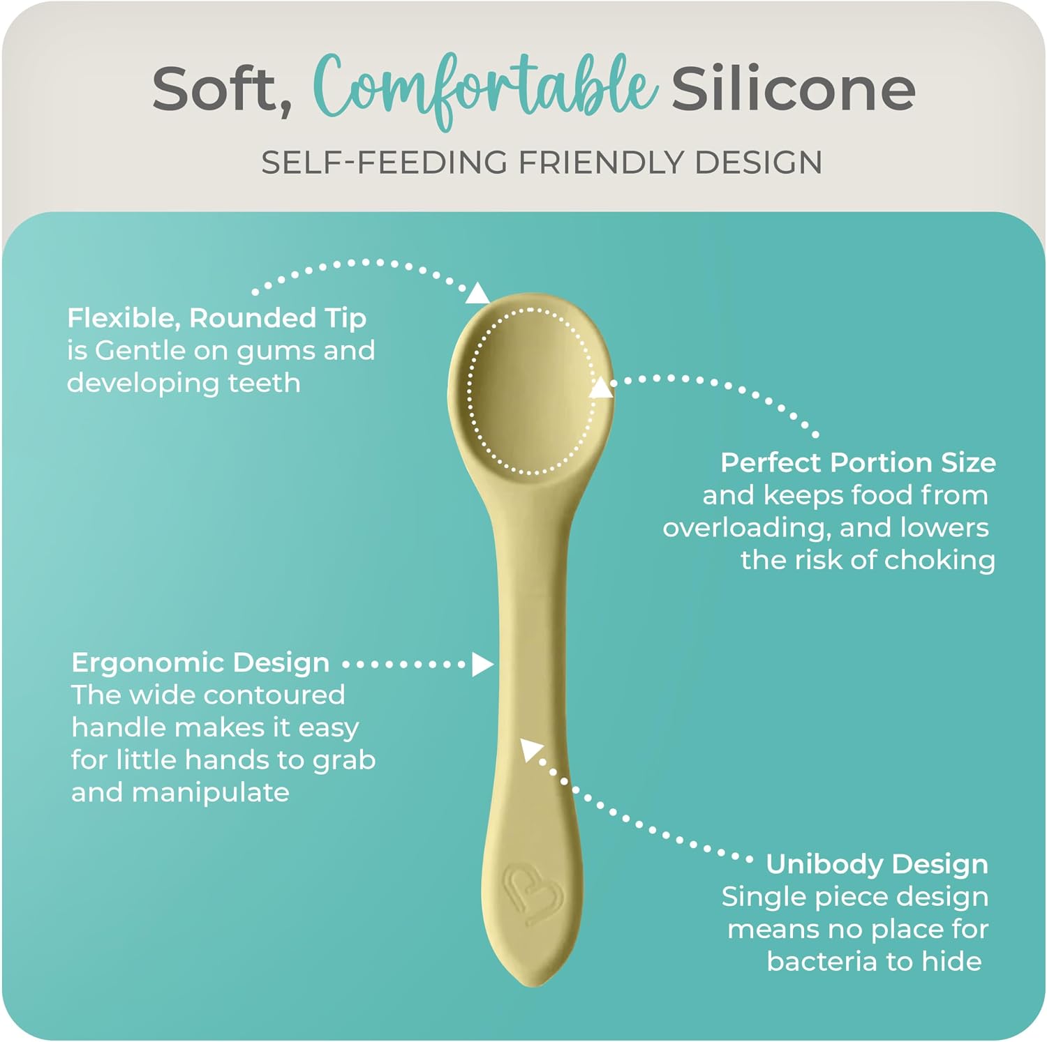 Mason Bottle Silicone Baby Spoons (2-Pack) – BPA-Free Feeding Utensils for Babies 6–12 Months – Puree Spoons with Case, Non-Toxic, Dishwasher Safe (Buttercup & Harbor)