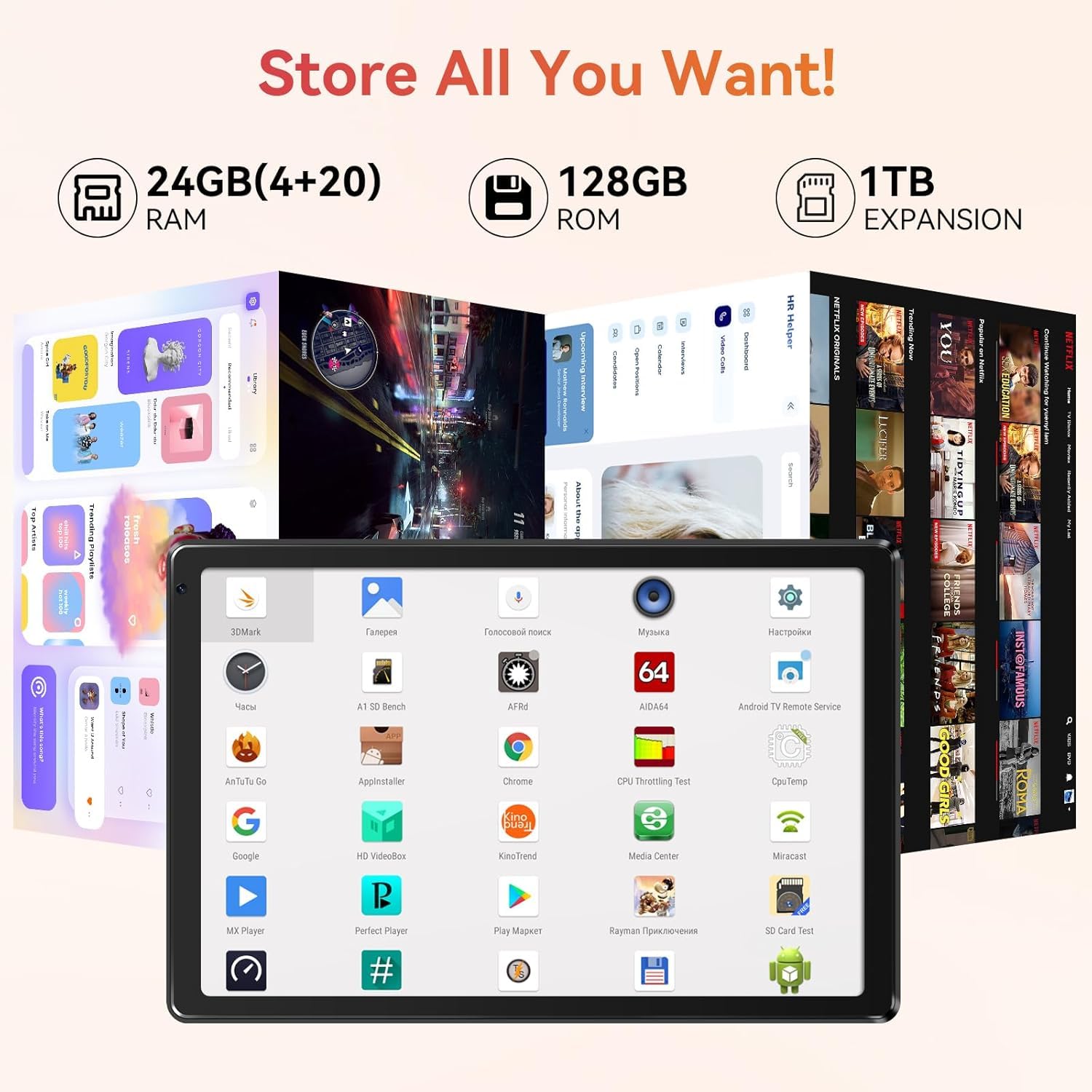 2026 Latest Tablet,10.1" Android 15 Tablet with Octa-core Processor 24GB RAM 128GB ROM HD IPS Touchscreen, Wi-Fi 6, BT 5.0, Dual Camera, Android Tablets — view 3