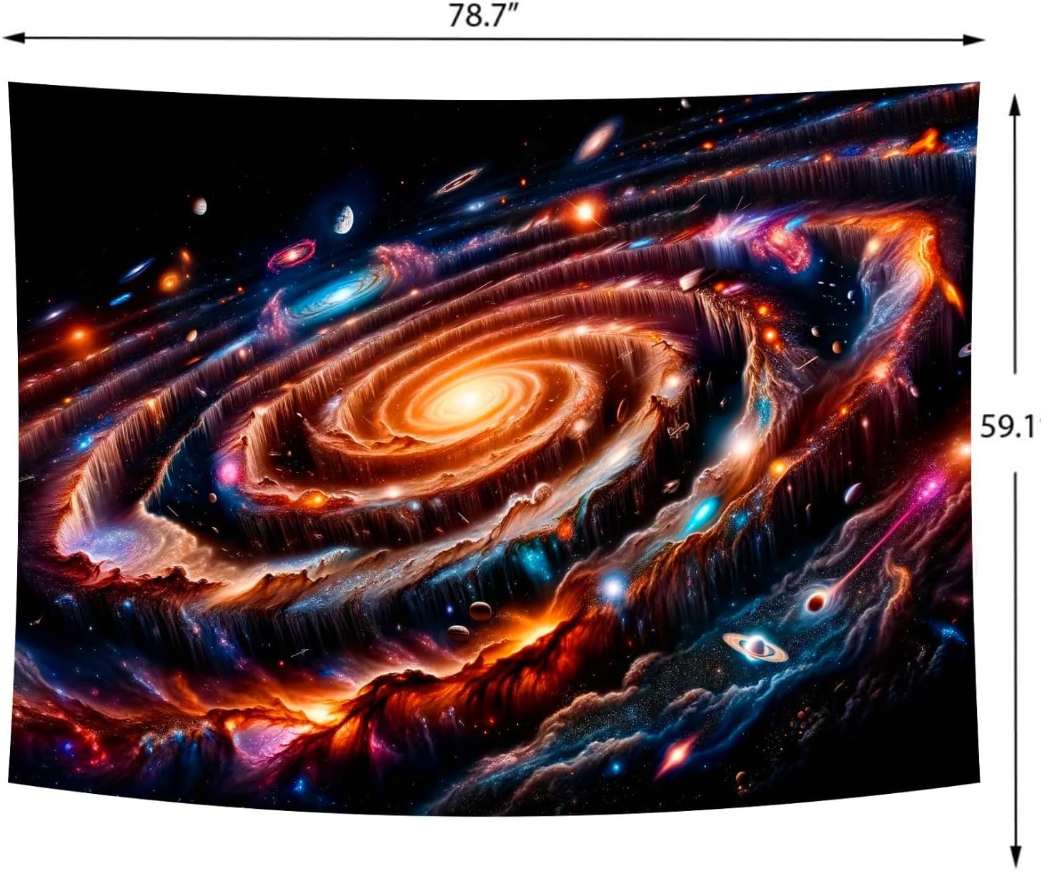 Delur Galaxy Tapestry Spiral Universe Planet Starry Sky Wall Hanging Tapestry Outer Space Nebula Cosmic Psychedelic Abstract Headboard for Bedroom Living Room Home Decor (59.1" x 78.7")