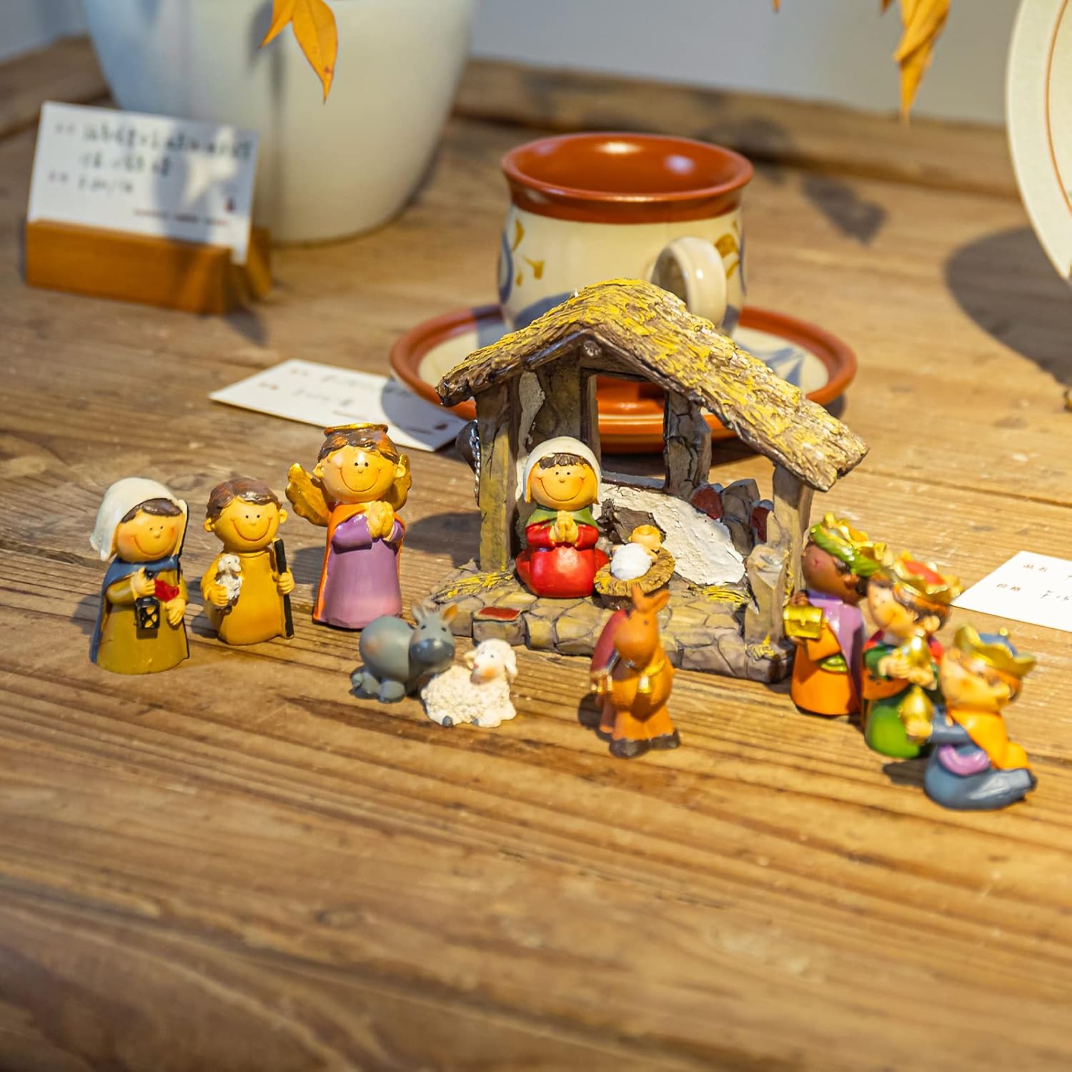 Mini Nativity Sets for Christmas Indoor, Little People Nativity Set for Tabletop, Mini Nativity Scene Sunday School Crafts Decorations for Classroom Religious Christmas Ornaments
