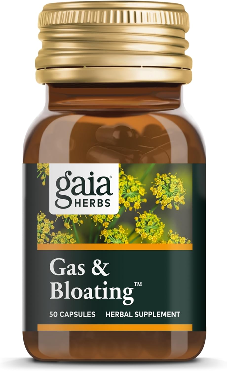 Gaia Herbs Gas & Bloating – Provides Relief from Occasional Gas & Bloating* – with Activated Charcoal, Fennel & Chamomile – 50 Vegan Capsules (25 Servings)