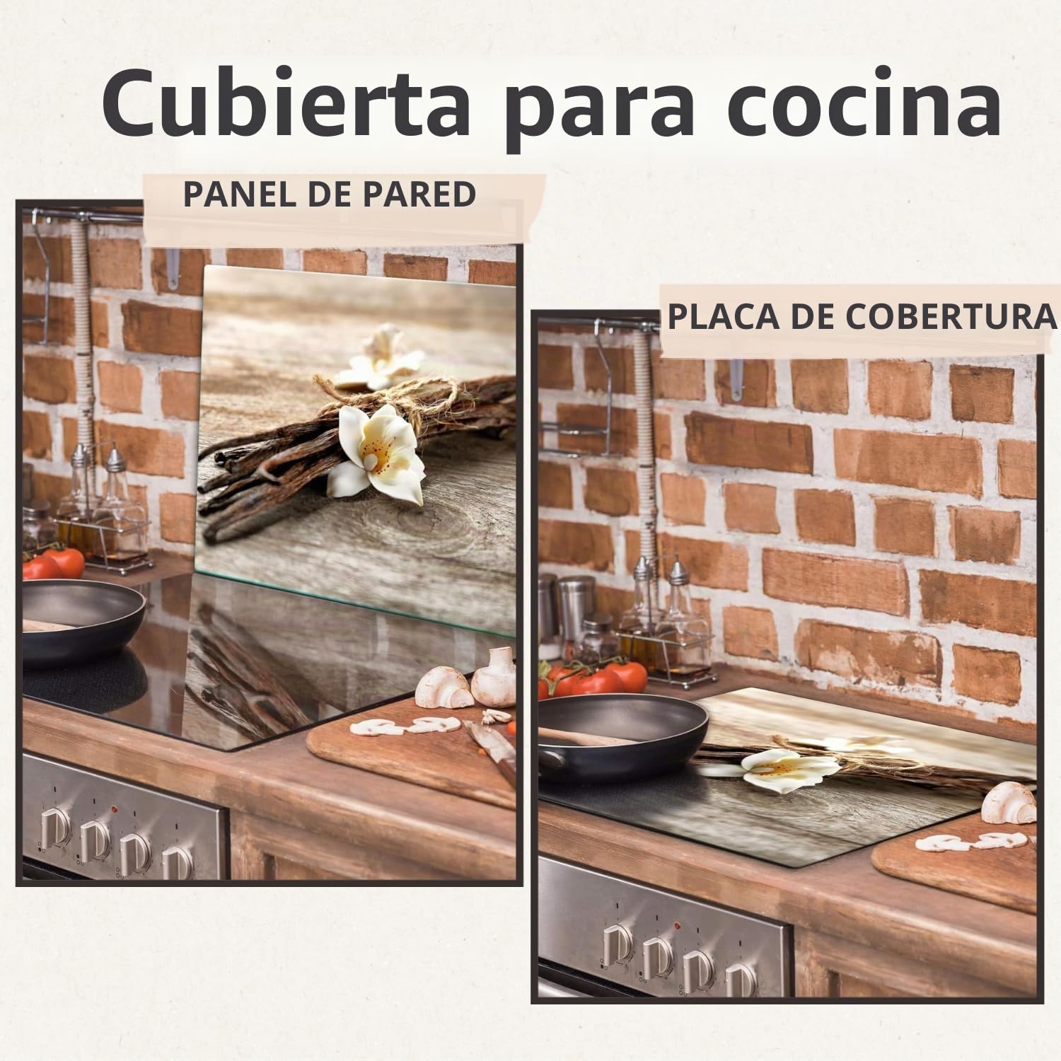TMK Protector Vitroceramica Induccion 60 x 52 cm - Cubre Vitrocerámica Cristal Templado - Protector de Placa de Induccion - Antideslizante - Resistente al Calor y Arañazos - Higiénico