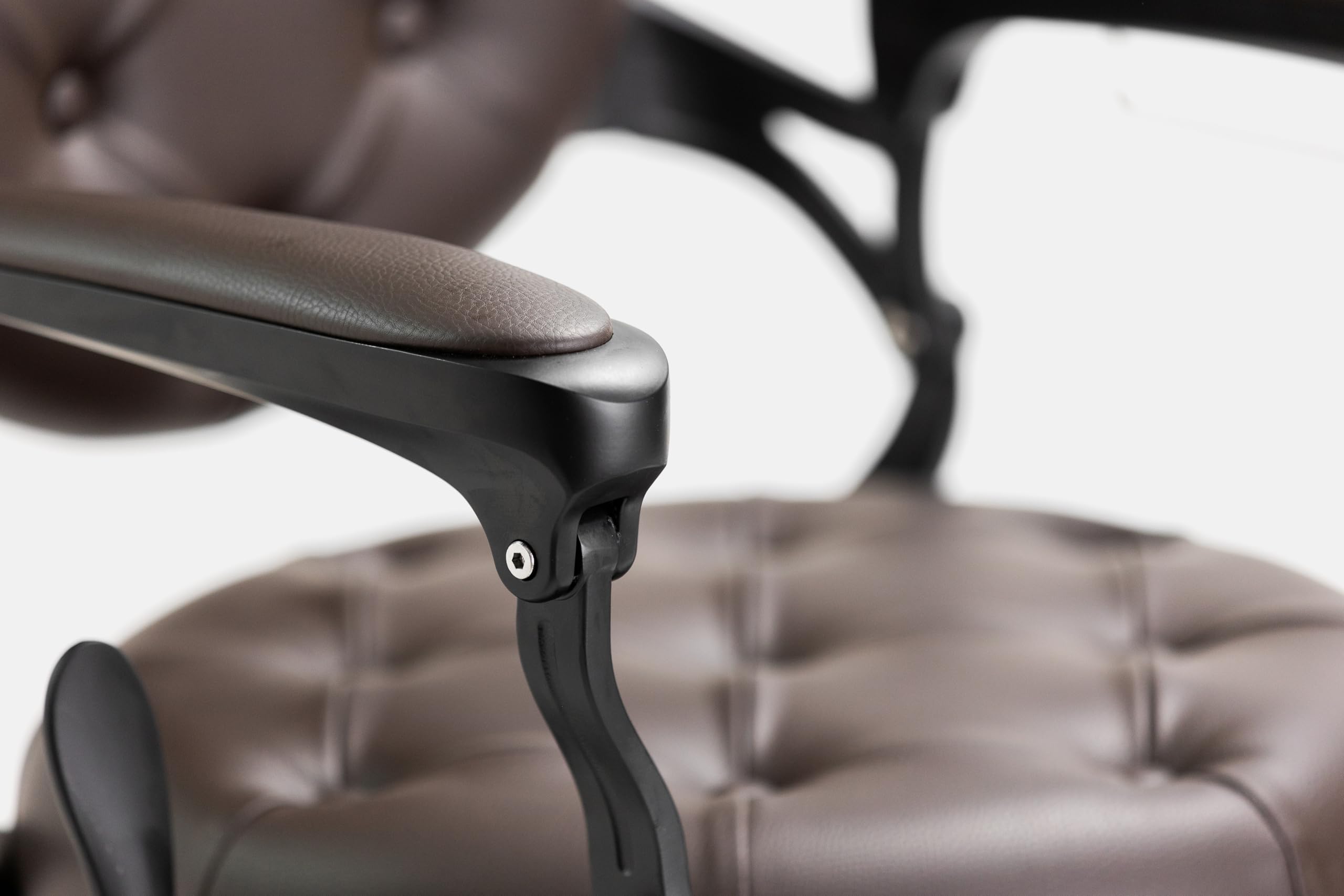 LBH Sillón Clásico de Barbero hidráulico Estilo Vintage con reposapies Integrado Modelo Mack Black Marrón