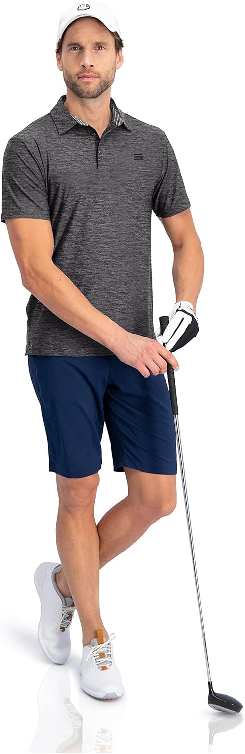 Three Sixty Six Golf Shirts for Men - Dry Fit Short-Sleeve Polo, Athletic Casual Collared T-Shirt Standard Small Black