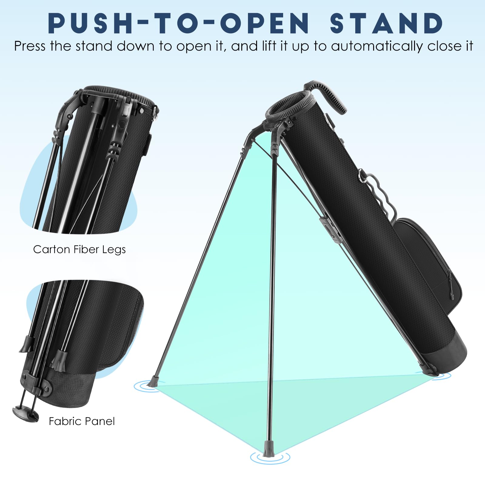 Findway Torba na kluby golfowe z paskiem, lekka i łatwa do przenoszenia oraz trwała torba do golfa Pitch n Putt na pole ćwiczebne, pole Par 3 i pole Executive, 80 cm wysokości (PBK)
