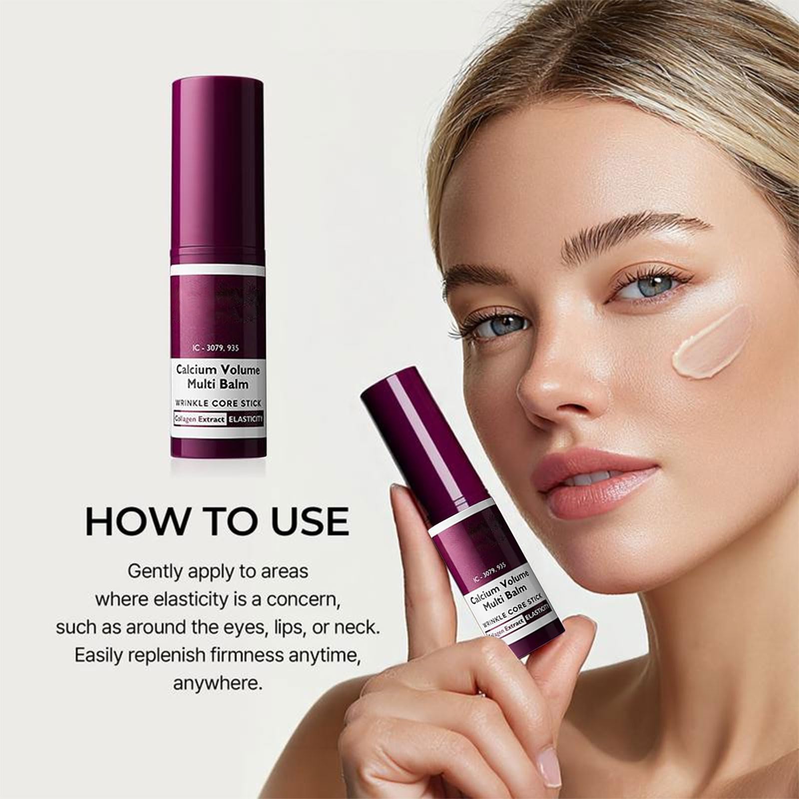 2 pezzi Calcium Volume Multi Balm, Stick Coreano Viso Antirughe, Anti-caduci, Adatto per Gli Occhi, il Viso, il Collo, Firming Skincare Stick Stringe La Pelle Ripara e Idrata