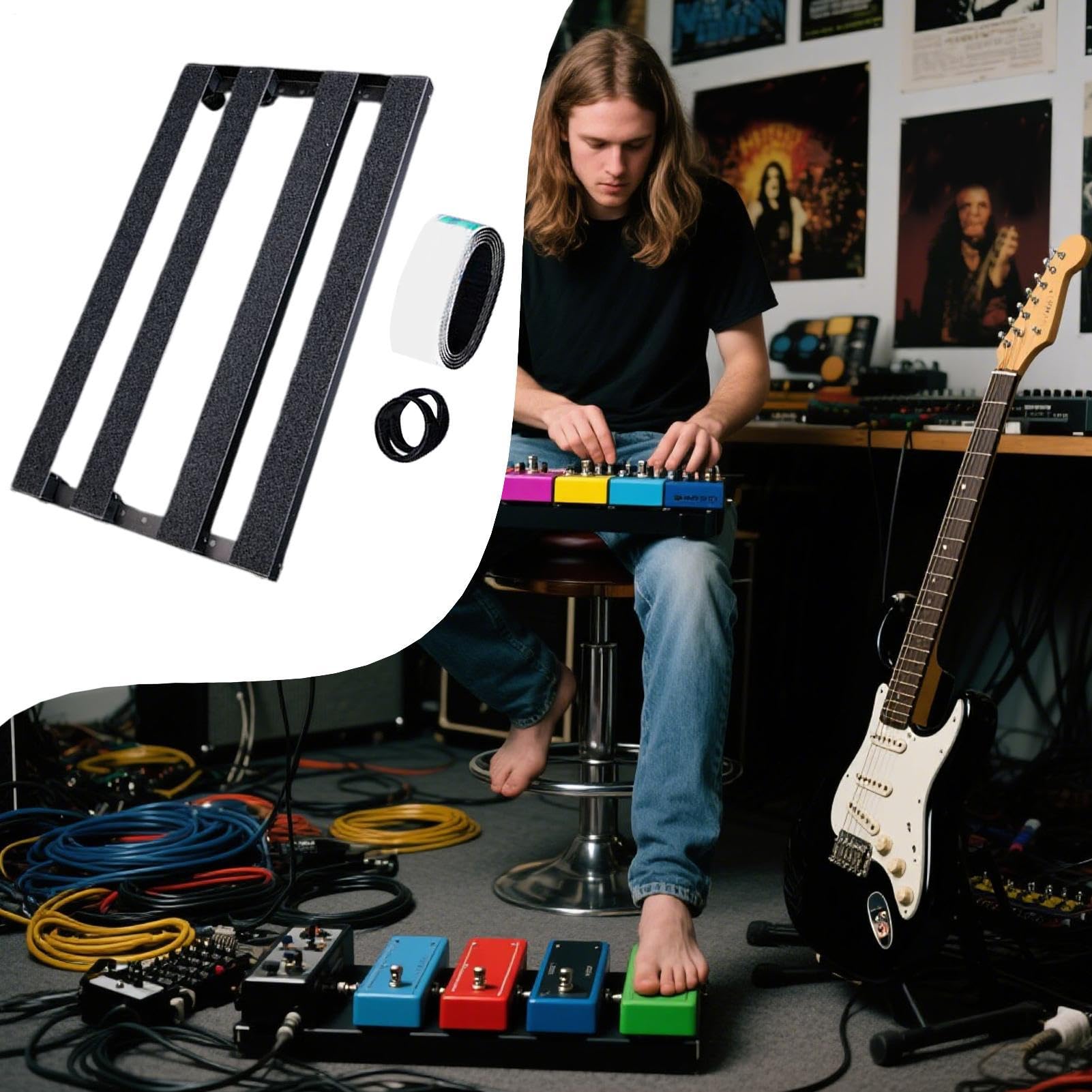 Pedalboard Metallico per Chitarra Preciso Robusto | Organizzatore Cavi per Pedalboard Effetti Per palco, studio, amanti della musica, musicisti, professionisti, principianti