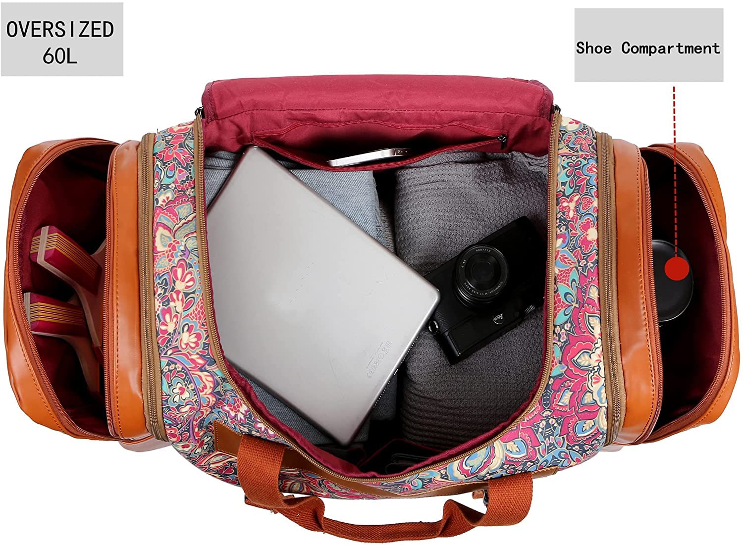 BAOSHA Damen Weekender Reisetasche Frauen Travel Duffle Bag Übernachtungstasche für Wochenende Übernachtung HB-03 (HS)