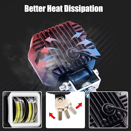 Miniatura 2 de 2 focos LED para motocicleta con interruptor de 12 V 24 V, luz antiniebla cuadrada blanca, ojos de ángel, luces LED, anillo de halo, luz