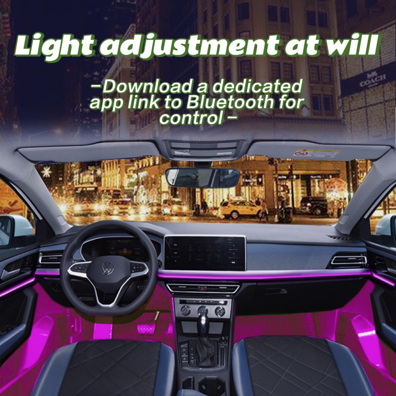Luci d'ambiente per Interni Auto, Striscia LED in Acrilico per Interni Auto con App Wireless, RGB 22 in 1, 256 Colori di Fantasia, Illuminazione per Tutte Le Auto
