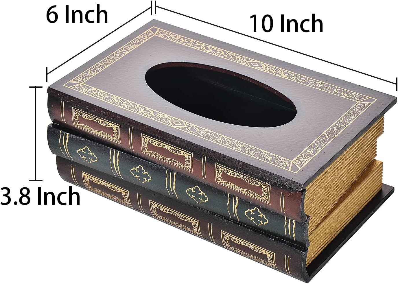 Crafted Classical Retro Wooden Antique Book Tissue Box Cover Rectangular Tissue Holder Dispenser Paper Cover Case Napkin Holder Home Decor for Bathroom Living Room Office car Kitchen (Red) : Home & Kitchen