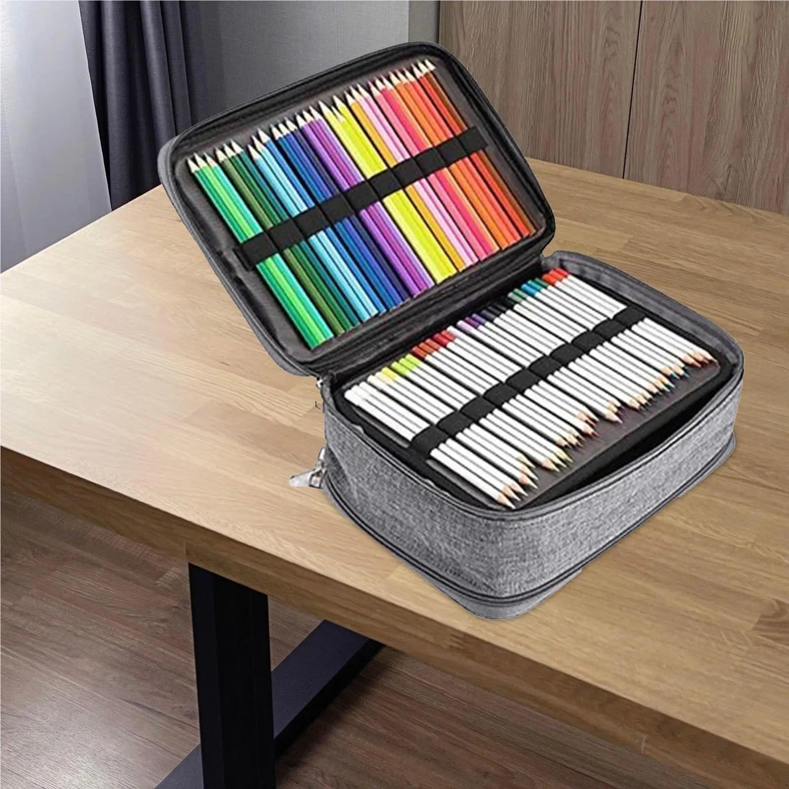Organizer for astuccio in tessuto da 300 scomparti con cerniera | Multicolor 300 Slot Disegno Schizzo: Matite colorate Pennarelli Pennelli Conservazione(Purple)