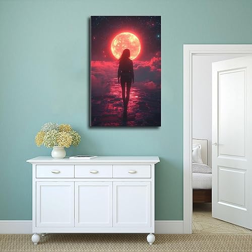 Miniatura 4 de ZMLIS Retro Futuristic Poster  Vaporwave Grid Girl Wall Print  80s Nostalgic Digital Aesthetic Art Canvas Wall Art Print Poster For Home School