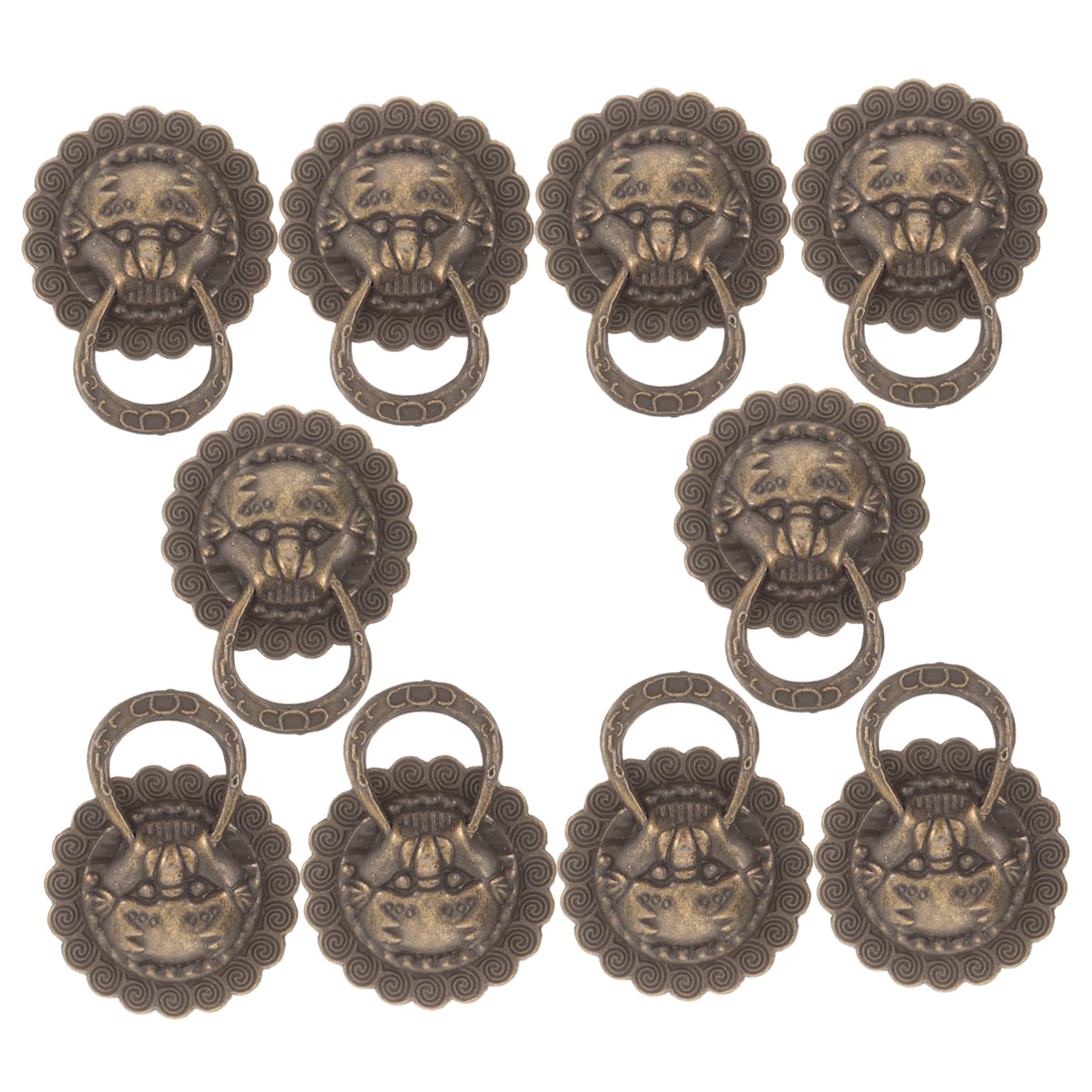 10Pcs Lion Knobs Lion Retro Antique Cabinet Handles with Ring Knob for Furniture Door Cupboard Dresser Drawer Wardrobe Wardrobe Door Handles