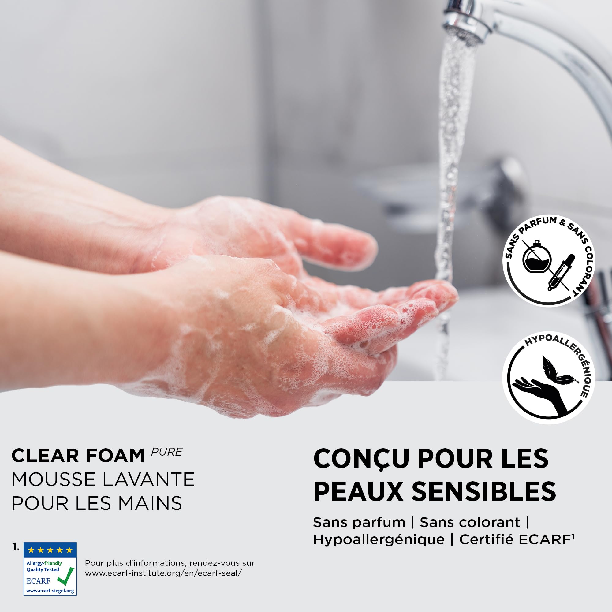 SC Johnson Professional Clear Foam Kit de Démarrage – Distributeur Mural de Savon pour Les Mains – Nettoyant moussant – 1 Distributeur + 1 Recharge (1 Litre) – Réservé à Un Usage Professionnel