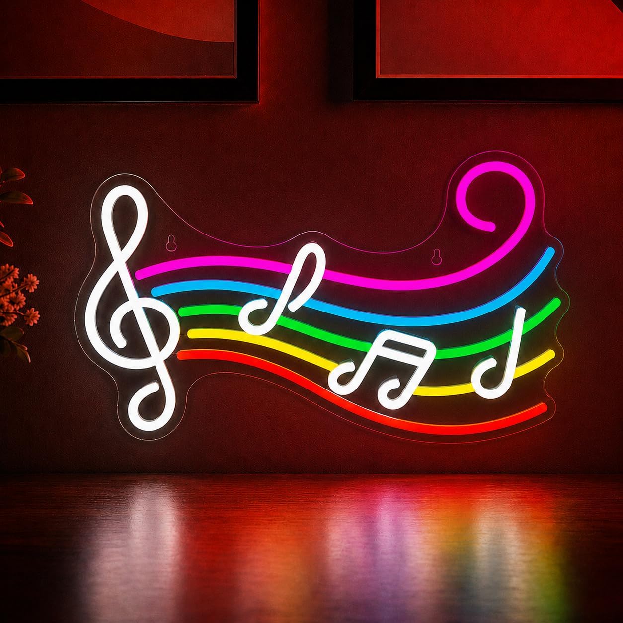 Music Neon Sign Musical Note Staff LED Light Sign for Vocal Recital Concert