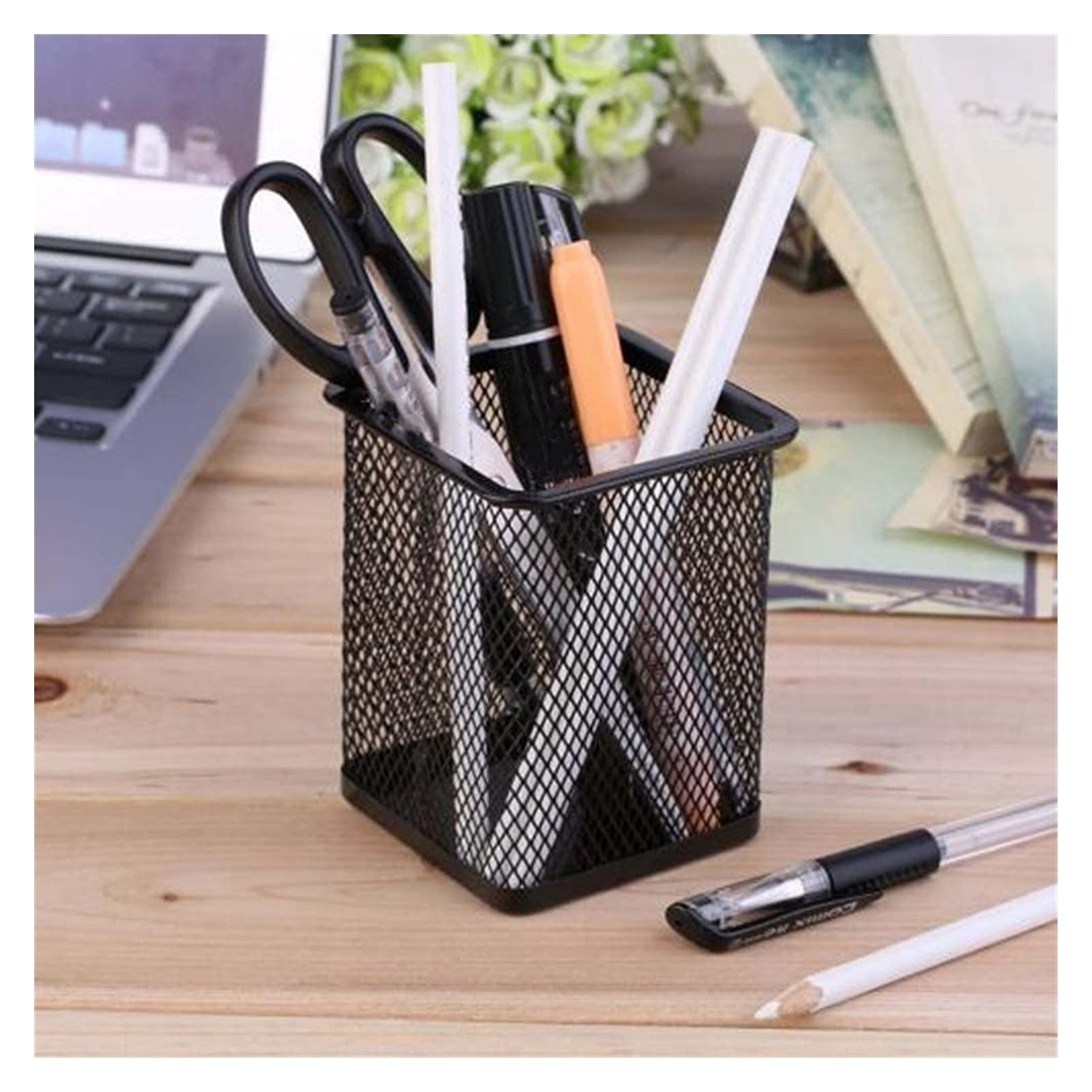 Porte Stylo Bureau 12 PCS Square Porte-stylos Porte-Crayons Titulaires de Crayons Métal Mesh Stylo Boîtier Pencil Bureau Organisation Outils Étude de Bureau Porte-Crayons/Porte-Stylo