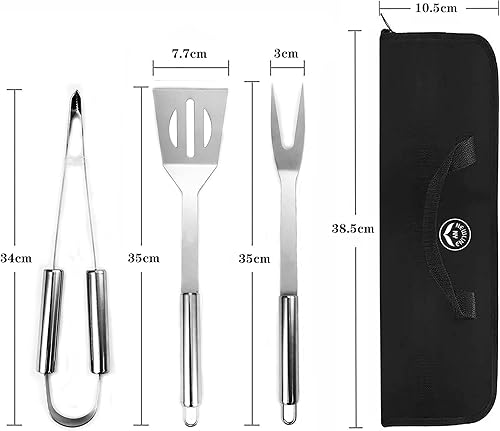 Miniatura 6 de NewlineNY - Kit de herramientas para barbacoa de acero inoxidable (juego de 3 piezas)