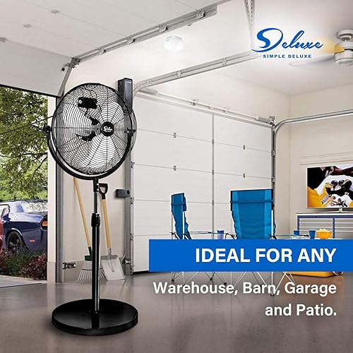 Miniatura 7 de Simple Deluxe Ventilador de pie de pedestal de 18 pulgadas, alta velocidad, metal resistente para uso industrial, comercial, residencial,