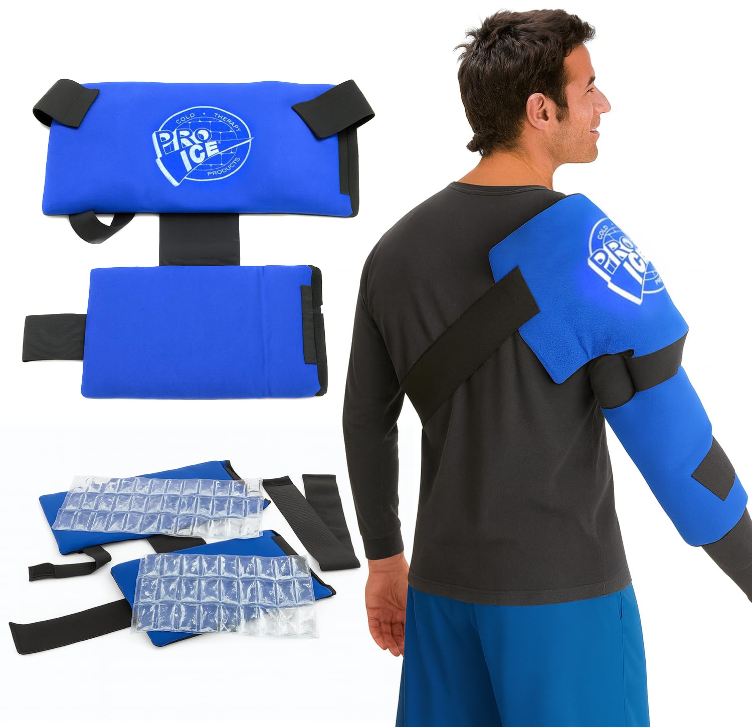 PRO ICE Shoulder Elbow Ice Therapy Wrap for Youth - Excellent for Treating Rotator Cuff injuries, Elbow Joint and Muscle Inflammation - Reusable Ice Packs Included - Arm Ice Pack Wrap for Pitchers