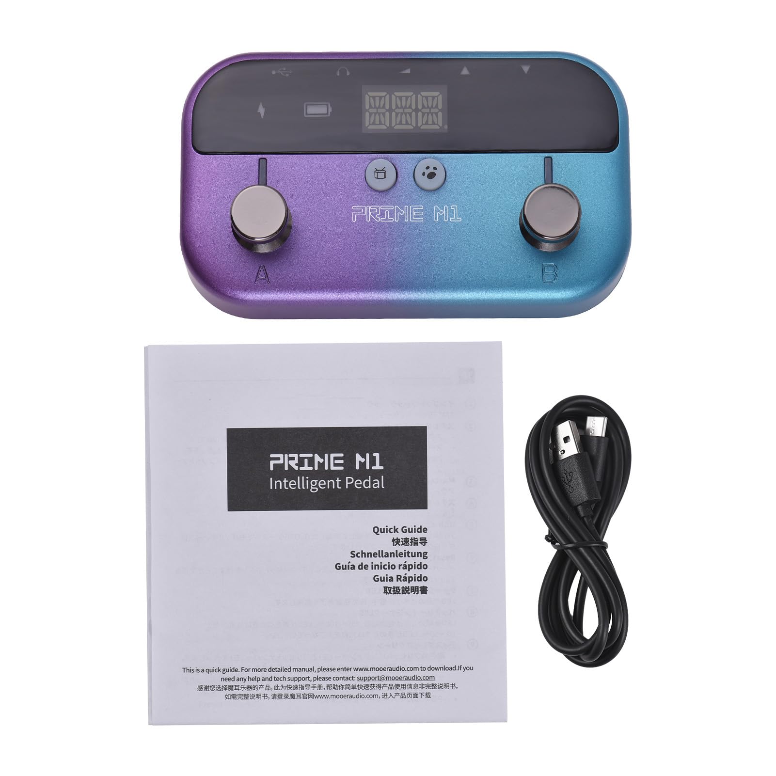 Yctze Processeur Multi-Effets MOOER Pédale de Guitare et Basse avec 128 Effets de Guitare, 21 de Basse, 40 Modèles et Batterie Rechargeable