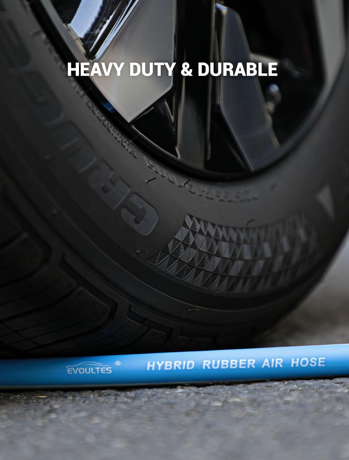 EVOULTES Hybrid Air Hose, 3/8 in. x 52 ft., 300 PSI Heavy Duty Air Compressor Hose with 360 Swivel Coupler, Kink Resistant, Lightweight, All-Weather Flexibility with 1/4" NPT Fittings