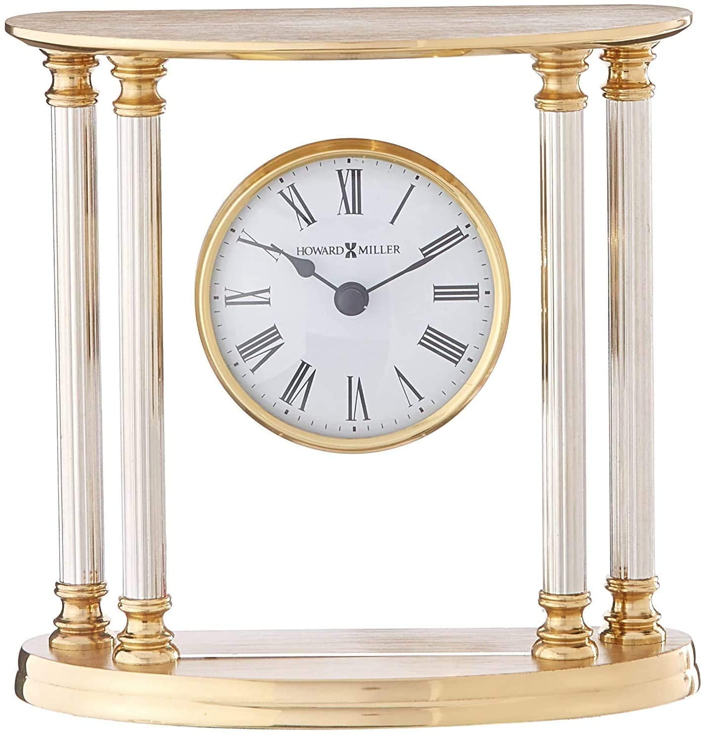 Horloge De Table Howard Miller Derrick - Design Arche Verre Avec Mouvement Quartz - Finition Noir Et Or élégante
