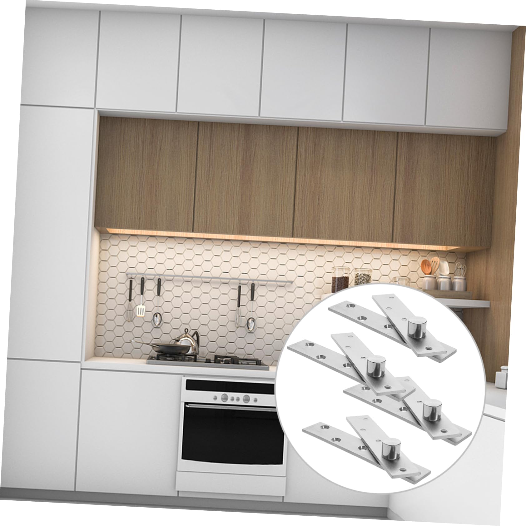 HAWILLOSCH Upgrade Your Doors 4pcs Stainless Steel Pivot Hinge Hidden Hinges 360 Degree Rotation Silent